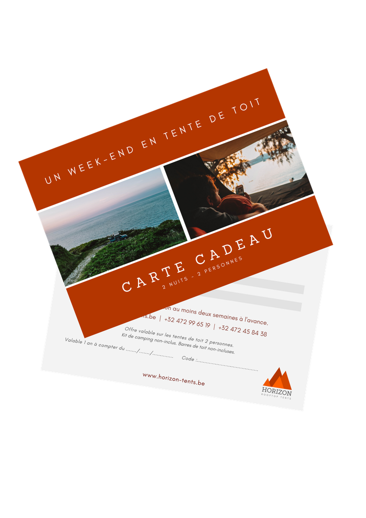 Carte-cadeau : Un week-end en tente de toit (Non-inclus)